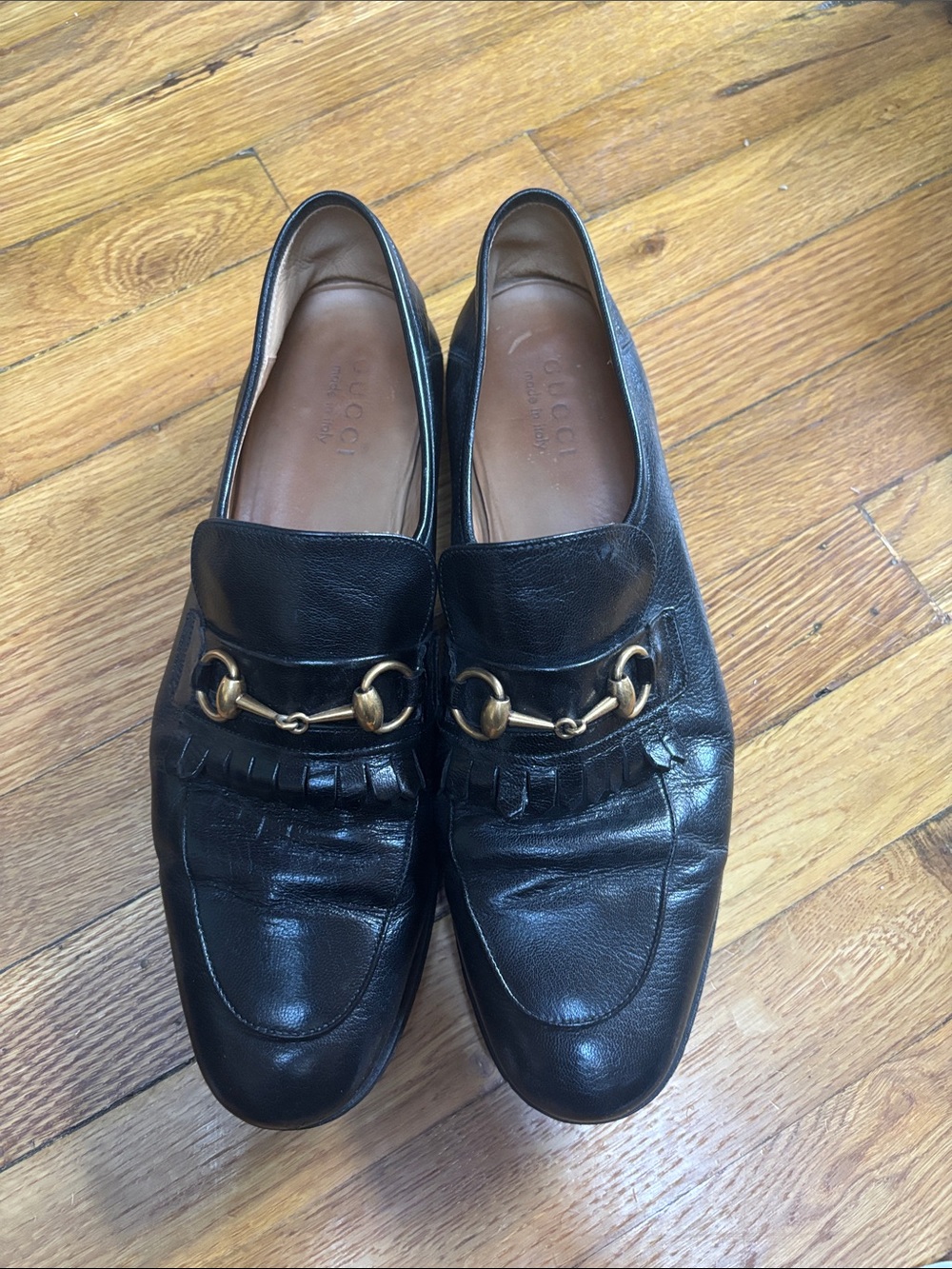 Gucci Men’s Black Horsebit Fringe Loafers